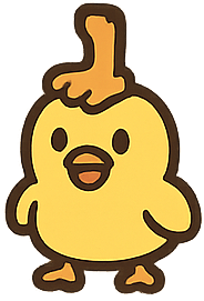Your friendly yellow chick with a little foot-shaped tuft